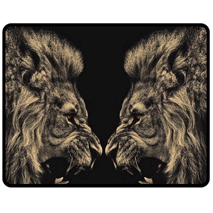 Animalsangry Male Lions Conflict Fleece Blanket (Medium) 