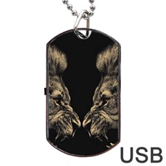 Animalsangry Male Lions Conflict Dog Tag Usb Flash (one Side) by Jancukart