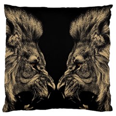 Animalsangry Male Lions Conflict Large Cushion Case (one Side)