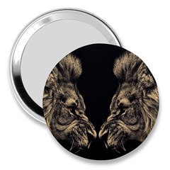 Animalsangry Male Lions Conflict 3  Handbag Mirrors