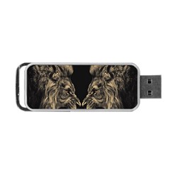 Animalsangry Male Lions Conflict Portable Usb Flash (one Side) by Jancukart