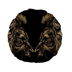 Animalsangry Male Lions Conflict Standard 15  Premium Round Cushions