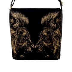 Animalsangry Male Lions Conflict Flap Closure Messenger Bag (l)