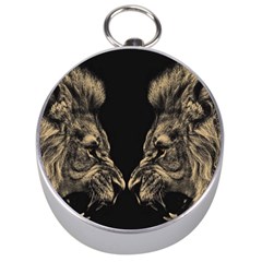 Animalsangry Male Lions Conflict Silver Compasses by Jancukart