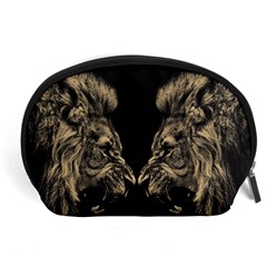 Animalsangry Male Lions Conflict Accessory Pouch (large) by Jancukart