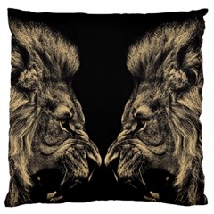 Animalsangry Male Lions Conflict Standard Flano Cushion Case (two Sides)