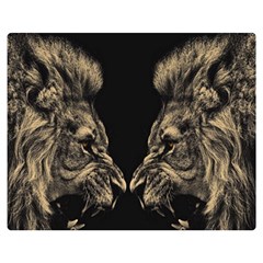 Animalsangry Male Lions Conflict Double Sided Flano Blanket (medium) 