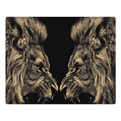 Animalsangry Male Lions Conflict Double Sided Flano Blanket (large)  by Jancukart