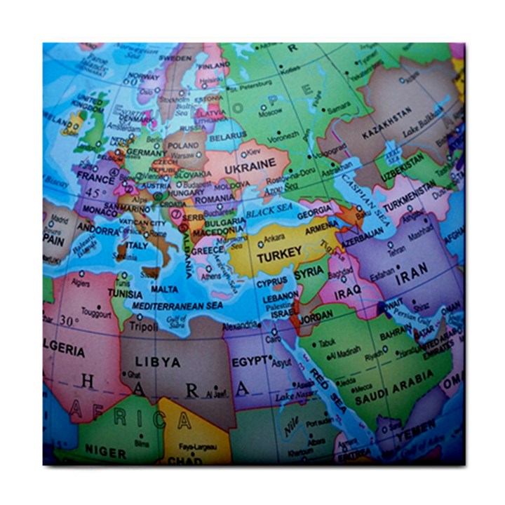 Globe world map maps europe Tile Coaster