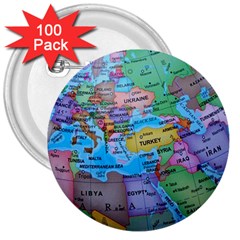 Globe World Map Maps Europe 3  Buttons (100 Pack) 