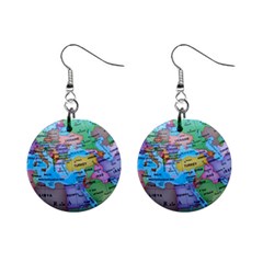 Globe World Map Maps Europe Mini Button Earrings