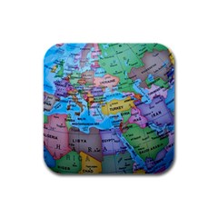 Globe World Map Maps Europe Rubber Square Coaster (4 Pack)