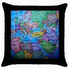 Globe World Map Maps Europe Throw Pillow Case (black) by Jancukart