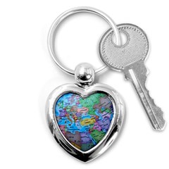 Globe World Map Maps Europe Key Chain (heart)