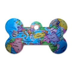 Globe World Map Maps Europe Dog Tag Bone (one Side) by Jancukart