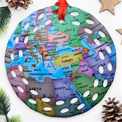 Globe World Map Maps Europe Ornament (round Filigree)