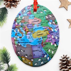 Globe World Map Maps Europe Oval Filigree Ornament (two Sides)