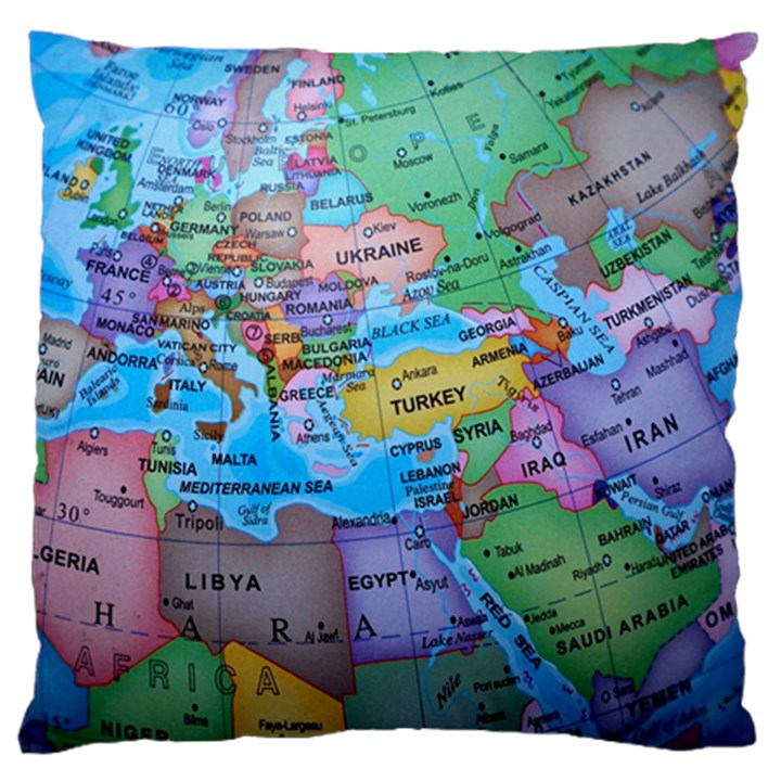 Globe world map maps europe Standard Flano Cushion Case (One Side)