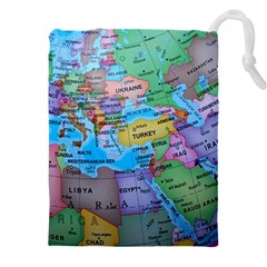 Globe World Map Maps Europe Drawstring Pouch (5xl) by Jancukart