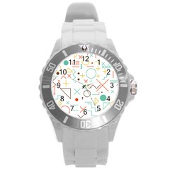 Mathematics Geometry Geometric Shape Euclidean Pattern Round Plastic Sport Watch (l) by Sapixe