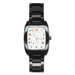 Mathematics Geometry Geometric Shape Euclidean Pattern Stainless Steel Barrel Watch by Sapixe