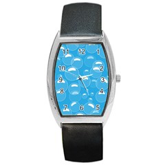 Pattern Blue Bubble Pattern Background Barrel Style Metal Watch by Amaryn4rt