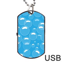 Pattern Blue Bubble Pattern Background Dog Tag Usb Flash (one Side) by Amaryn4rt