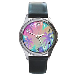 Palm-trees Round Metal Watch