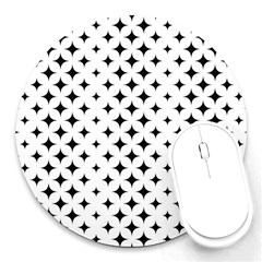 Pattern-whit Star Black Round Mousepads by nateshop