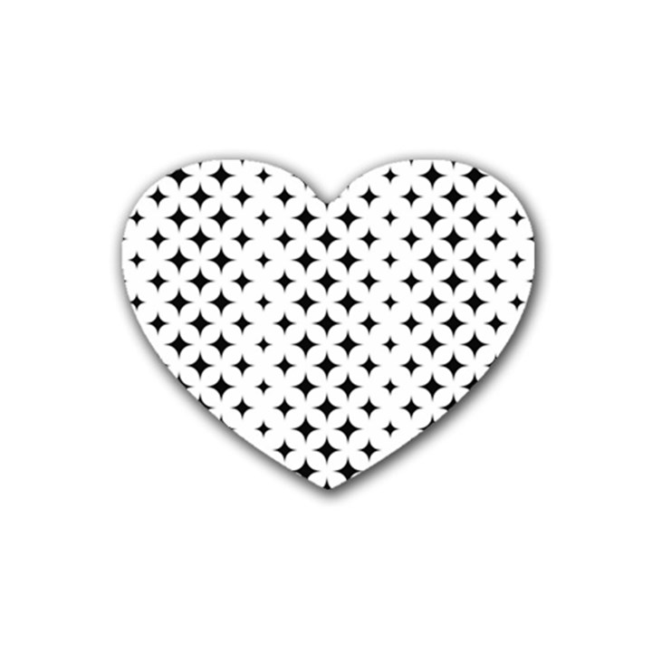 Pattern-whit Star Black Rubber Coaster (Heart)