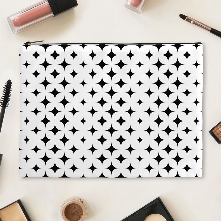 Pattern-whit Star Black Cosmetic Bag (XL)