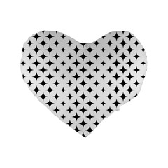 Pattern-whit Star Black Standard 16  Premium Heart Shape Cushions by nateshop