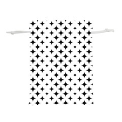 Pattern-whit Star Black Lightweight Drawstring Pouch (l) by nateshop