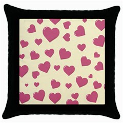 Valentine Flat Love Hearts Design Romantic Throw Pillow Case (black) by Amaryn4rt