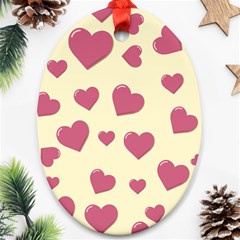 Valentine Flat Love Hearts Design Romantic Oval Ornament (two Sides)