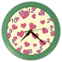 Valentine Flat Love Hearts Design Romantic Color Wall Clock by Amaryn4rt