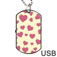 Valentine Flat Love Hearts Design Romantic Dog Tag Usb Flash (one Side) by Amaryn4rt