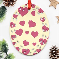 Valentine Flat Love Hearts Design Romantic Ornament (oval Filigree) by Amaryn4rt