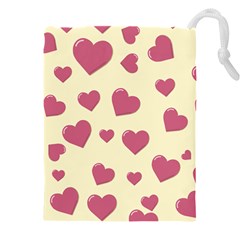 Valentine Flat Love Hearts Design Romantic Drawstring Pouch (4xl) by Amaryn4rt