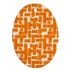 Illustration Orange Background Rectangles Pattern Oval Ornament (two Sides) by Amaryn4rt