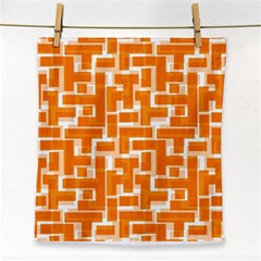 Illustration Orange Background Rectangles Pattern Face Towel by Amaryn4rt