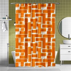 Illustration Orange Background Rectangles Pattern Shower Curtain 48  X 72  (small)  by Amaryn4rt