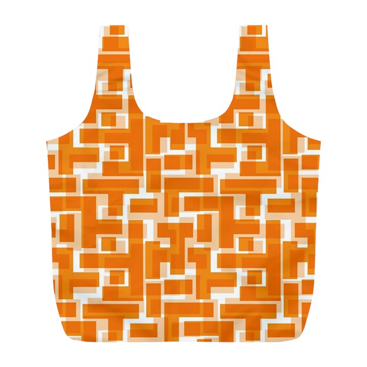 Illustration Orange Background Rectangles Pattern Full Print Recycle Bag (L)