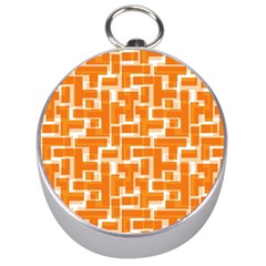 Illustration Orange Background Rectangles Pattern Silver Compasses by Amaryn4rt