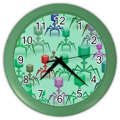 Bacteriophage Virus Army Color Wall Clock by Amaryn4rt