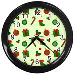 Illustration Festive Background Holiday Background Wall Clock (Black) Front