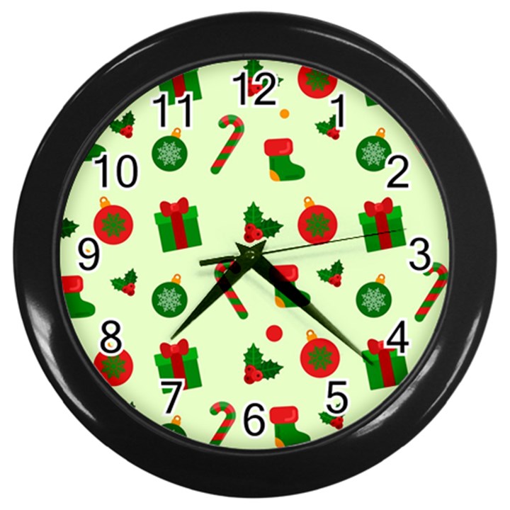 Illustration Festive Background Holiday Background Wall Clock (Black)