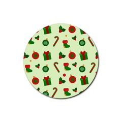 Illustration Festive Background Holiday Background Rubber Round Coaster (4 Pack) by Amaryn4rt