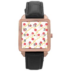 Illustration Abstract Line Pattern Dot Lines Decorative Rose Gold Leather Watch  by Amaryn4rt