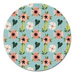 Illustration Flower White Pattern Floral Magnet 5  (Round) Front